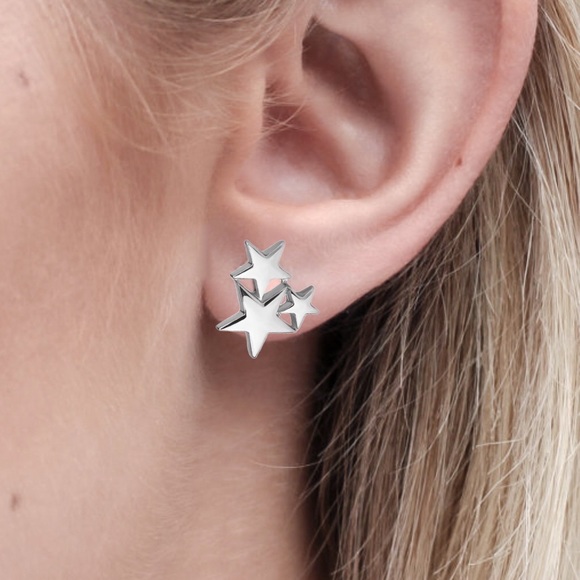 2/$20!  Silver Star Cluster Stud Earrings - Picture 3 of 6